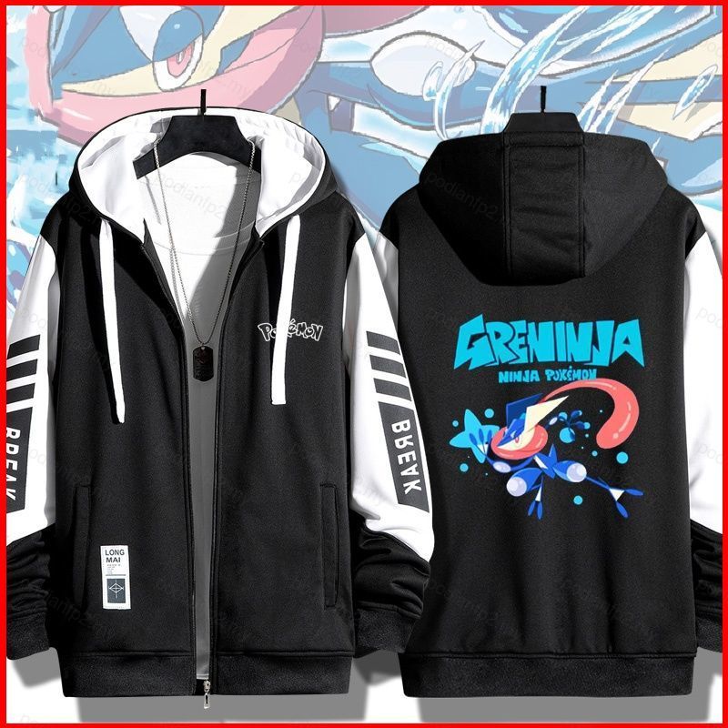 PDF2 Pocket Monster Pokémon Greninja Casaco Com Zíper Jaqueta Capuz cardigan Suéter Unissex Manga Comprida Top