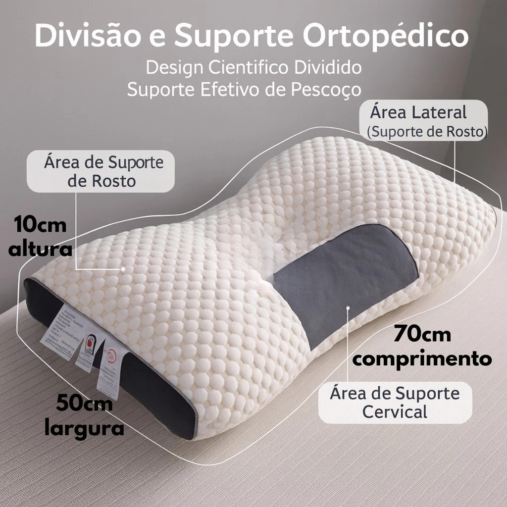 1000G Travesseiro Cervical Ortopédico Ergonômico - Alivia Dores da Coluna Para Melhorar Postura - Premium