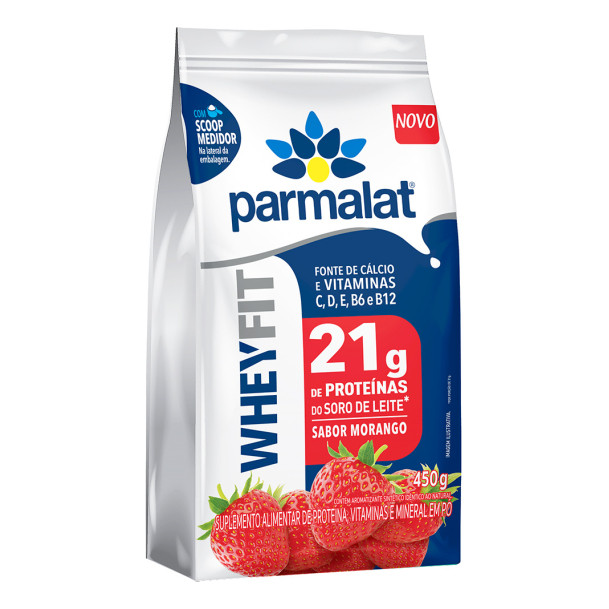 Suplemento Whey Protein Sabor Morango Parmalat Wheyfit 450g