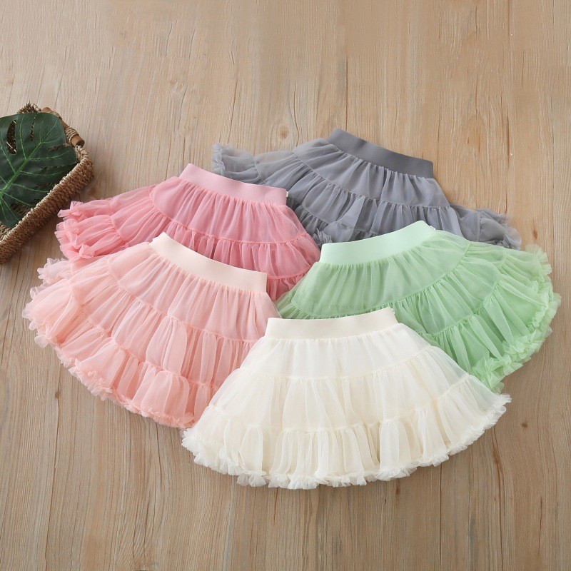 Saia De Tule Rosa Tutu Inchado Para Meninas Outono 2-6 Anos + Mais Cores