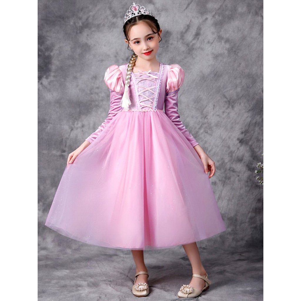 Novo produto pronto estoque traje infantil de Halloween congelado Elsa Anna vestido de princesa menina Disney vestido br