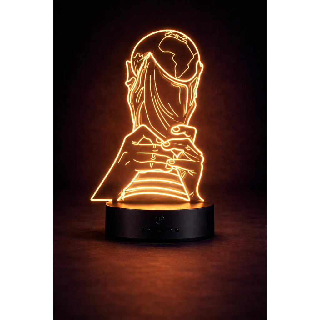 Luminária 3d Taça Copa Do Mundo Abajur Led Futebol Troféu