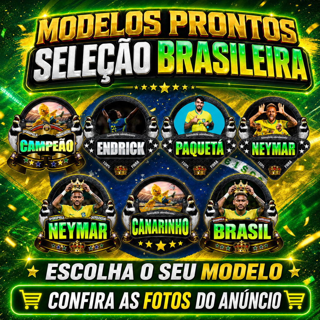 Placa Coleiro Resinada Lisa Luxo Para Gaiola Modelo Pronto Seleção Brasileira Premium Universal