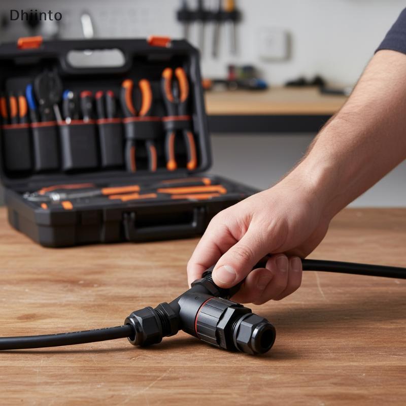 [Dhiint] 1 Unidade IP68 Em Forma De T Conector Elétrico Com Terminais Push-in De Parafuso Rápido Para Conexão De Ilumina