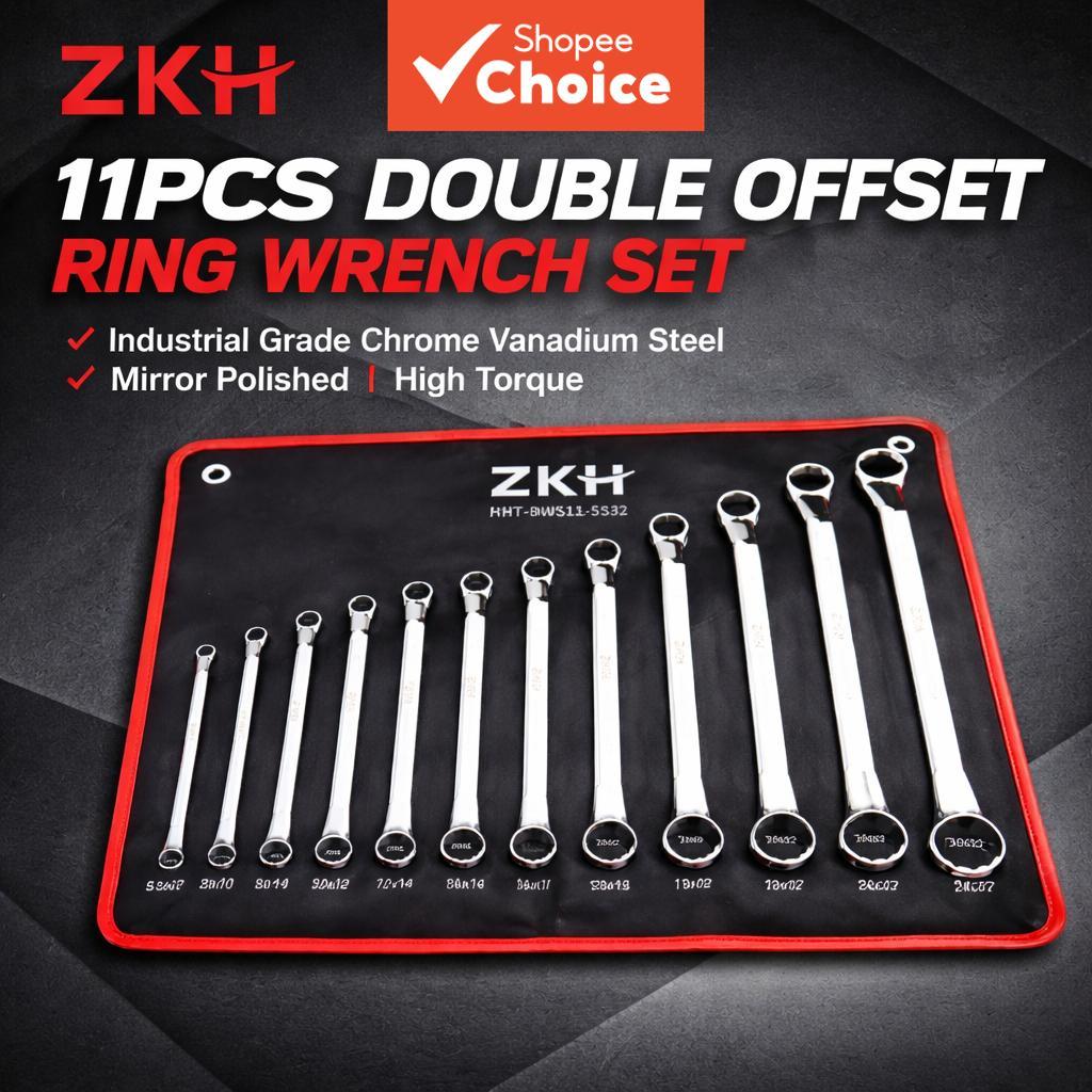 Um Conjunto ZKH 11 Peças Métricas de Chaves de Boca Alongadas, HHT-BWS11-5532 5,5x7-30x32mm para Manutenção de Veículos