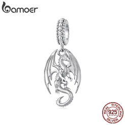 Bamoer 925 Prata Esterlina Charme Dragão Voador Pingente DIY Para Pulseira Presentes Mulheres