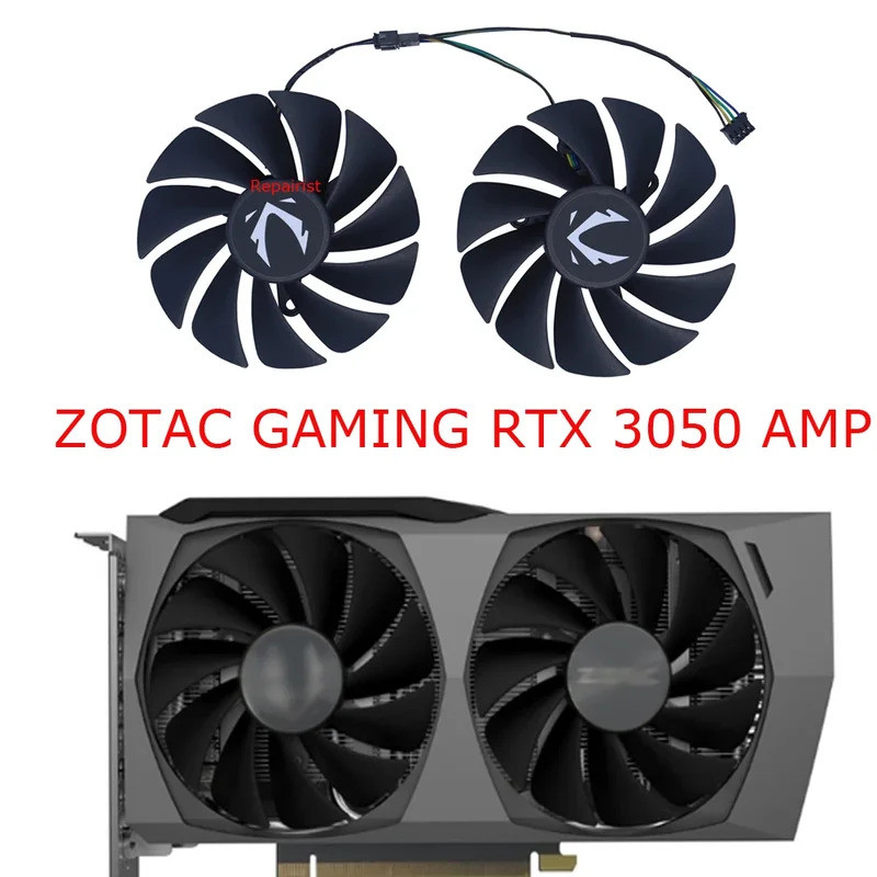 - 2 Pçs/Set , Ventilador De Placa De Vídeo , GA92S2H , Refrigerador GPU , Para ZOTAC RTX 3050 AMP ECO Twin Edge OC GAMIN