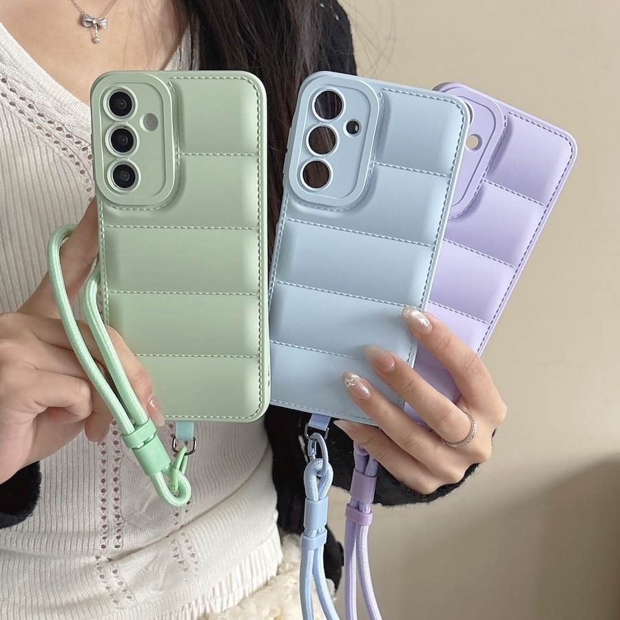 Capa De Telefone Para Samsung A36 A56 A17 A07 A26 A54 A55 A06 A16 A05s A14 A15 A34 A35 A53 5G Jaqueta Macia Cordão