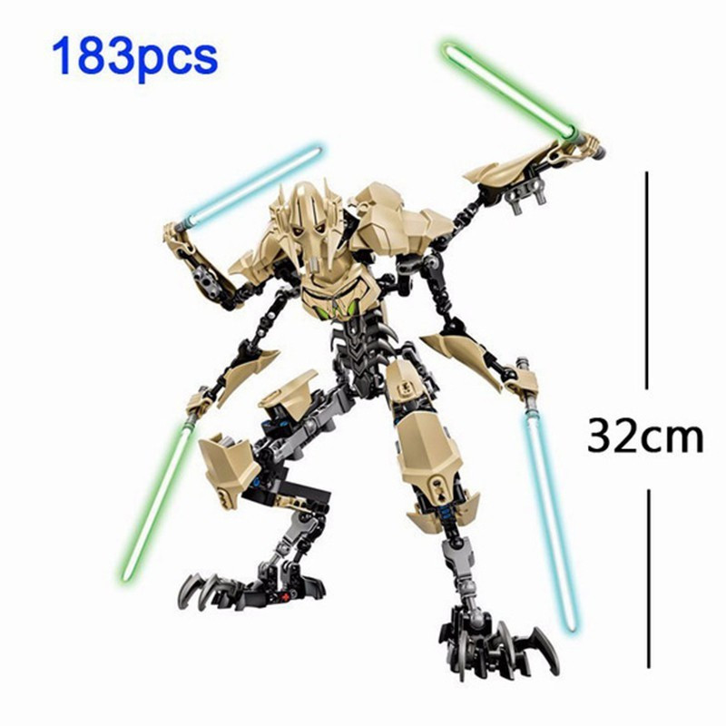 Figura de Blocos de Montar do General Grievous da Série de Filmes Star Wars, 183 Peças, Brinquedo DIY para Crianças