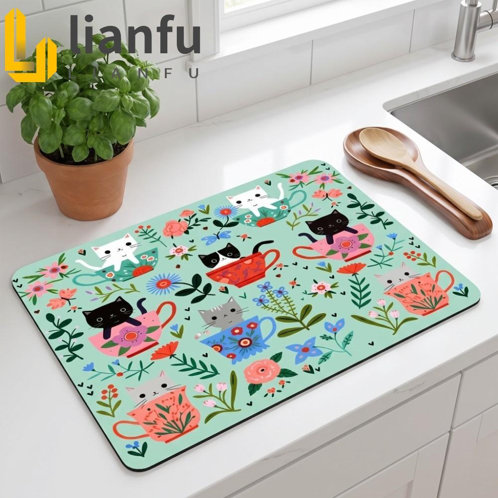 Café LIANFU | Tapete , De Cozinha Doce Floral Para Gato Secagem Retangular Absorvente Antiderrapante E Bar