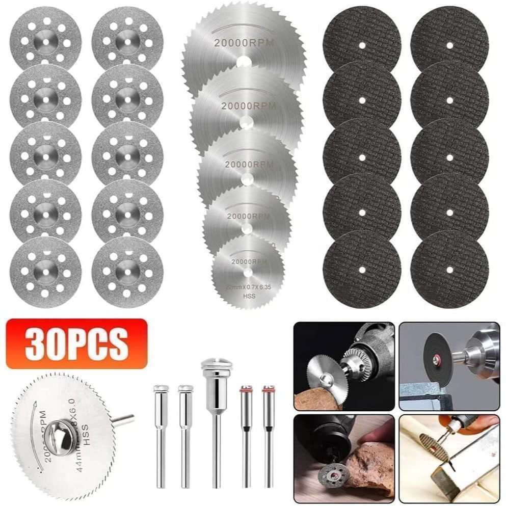 Jogo 30 peças Disco Serra Circular Madeira Alta Resistência Retifica E Furadeira Parafusadeira Conjunto de mini