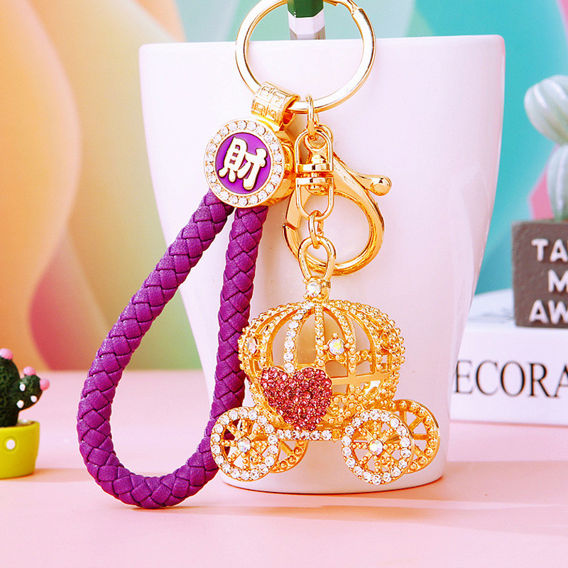 Diamante coroa coração abóbora carro chaveiro Metal feminino saco pingente chaveiro anel criativo presente transfronteir