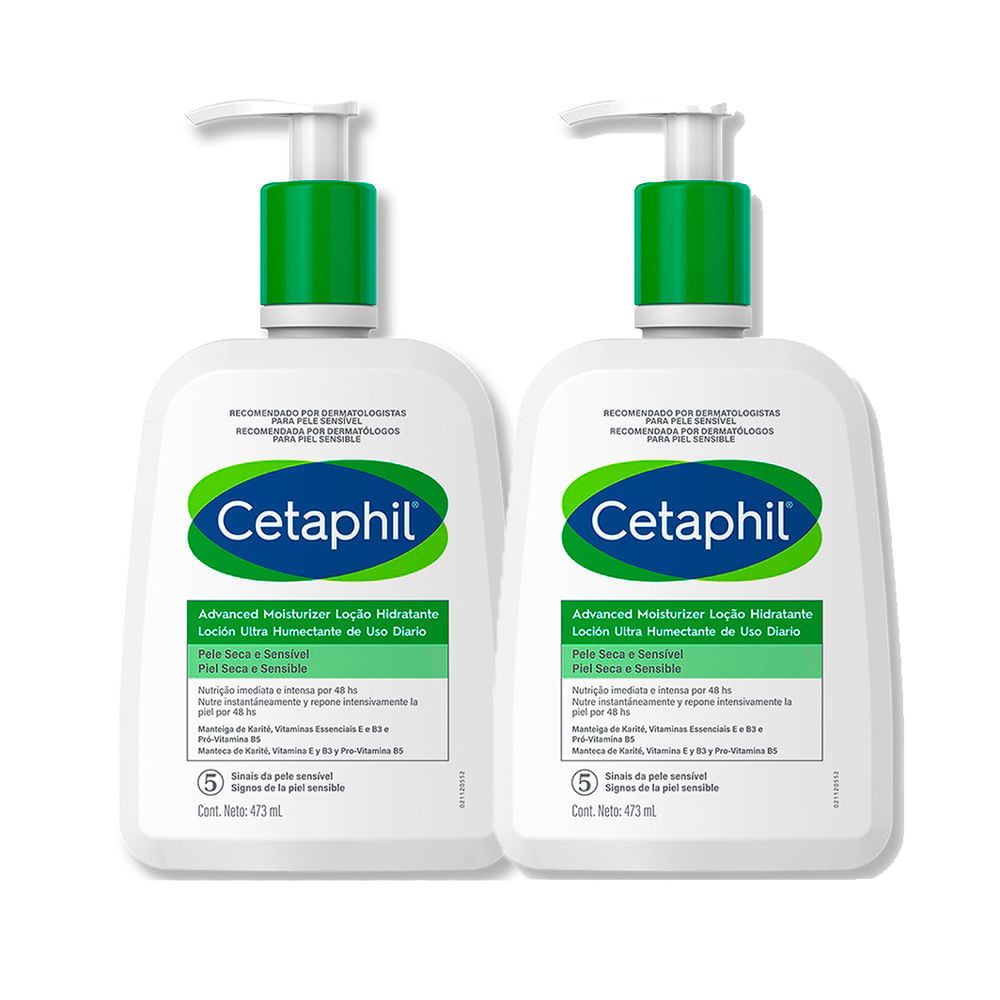 Kit 2 Cetaphil Advanced Moisturizer Galderma Loção Hidratante Pele Seca e Sensível 473ml