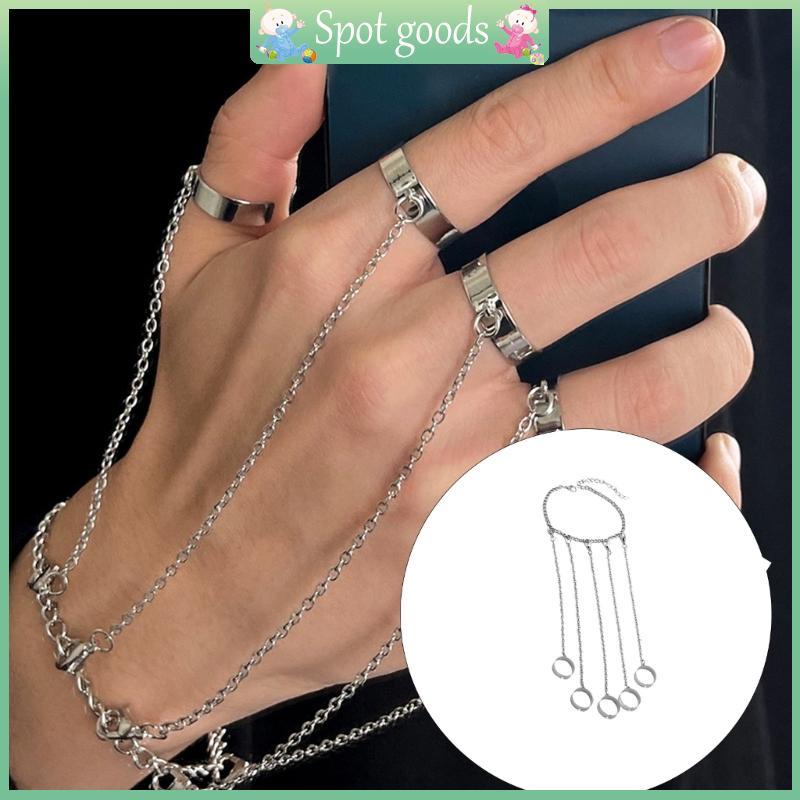 vivi Punk Layered Chain Tassels Pulseira Arnês Mão Escrava Bohemia Corrente Pulso Joia