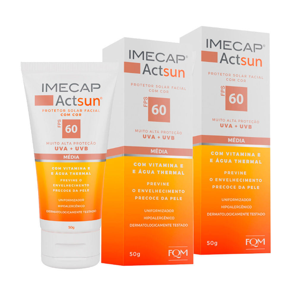 Kit 2 Protetor Solar Imecap Actsun FPS 60 Cor Média 50g