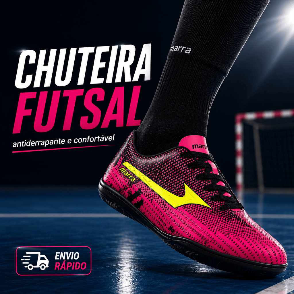 Chuteira de Futsal Antiderrapante Super Confortável Leve Unissex Futebol Salão Quadra Indoor 34 a 45