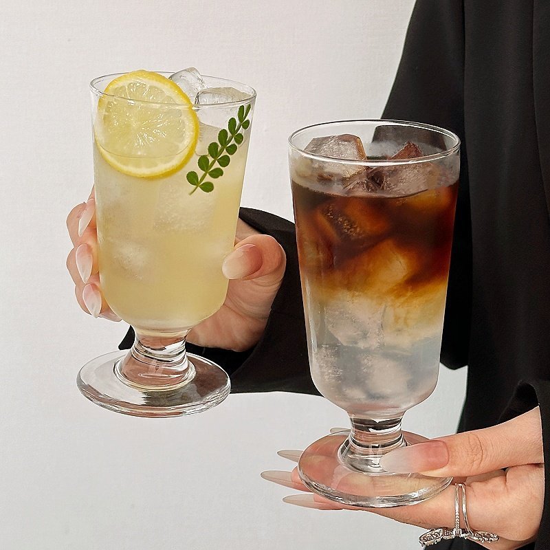 Copo de vidro estilo Ins, copo criativo para bebidas frias, copo para coquetéis, copo para mousse de sobremesa e milksha