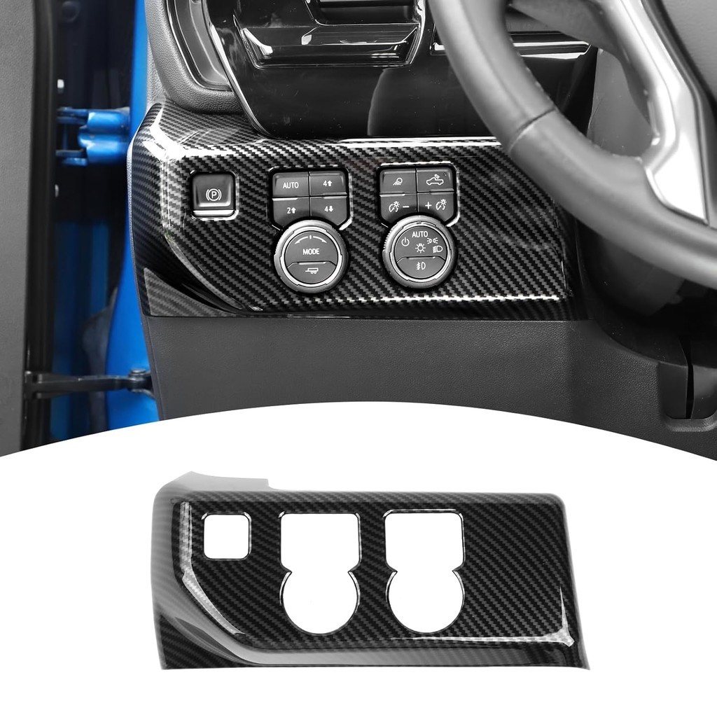 Para Silverado Farol Interruptor Painel Guarnição Capa Apto Chevy 2022 2023 2024 up Preto Fibra De Carbono Grão Acessóri