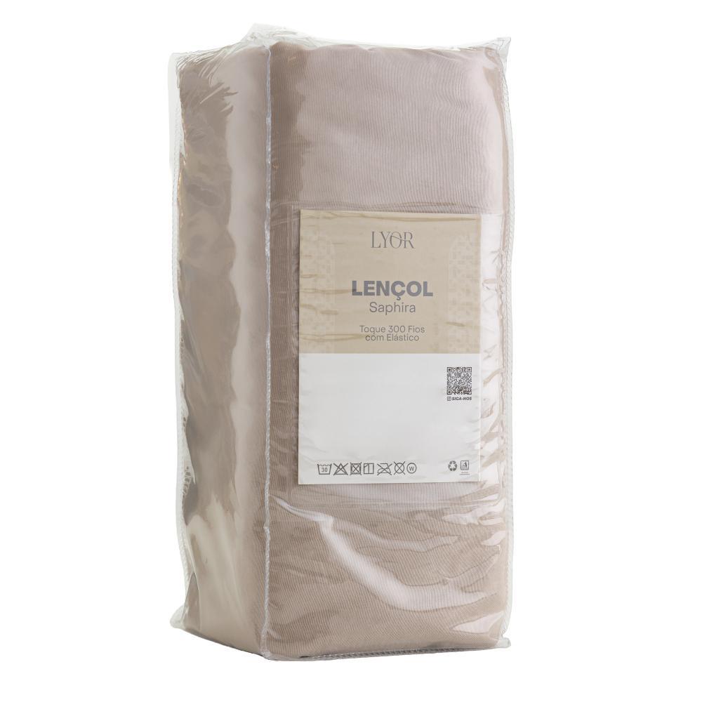 Lençol com Elástico Saphira Queen Toque 300 Fios Khaki
