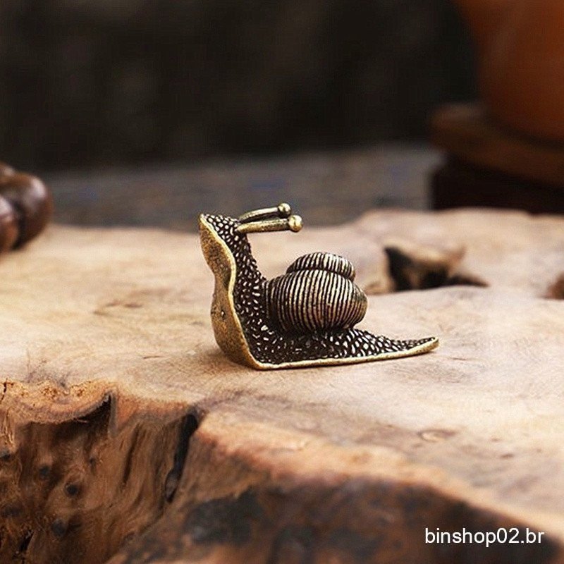 Estátua de Caracol Mini Vintage em Cobre Puro, Ornamento de Mesa em Bronze Antigo, Coleção de Apreciação de Chá, Decoraç