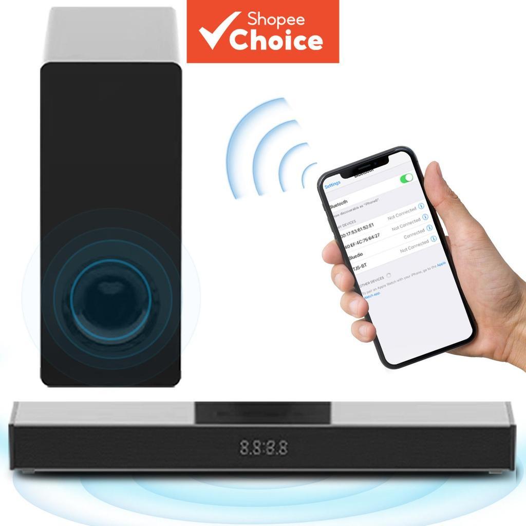 Barra de som portátil de 160 W com subwoofer, reforço de graves, eco 3D envolvente na parede e áudio de alta fidelidade