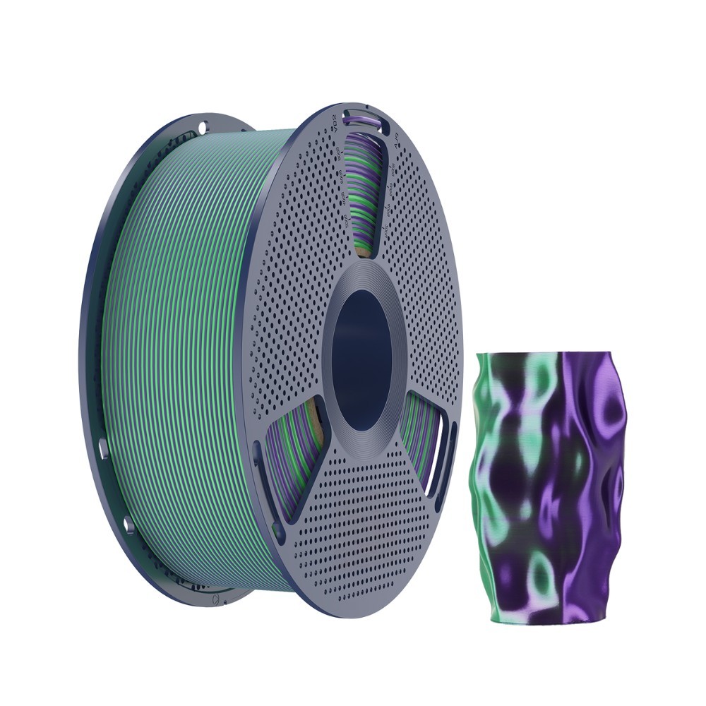 Filamento Impressão 3D Sunlu Pla Silk Bicolor Verde e Roxo 1kg