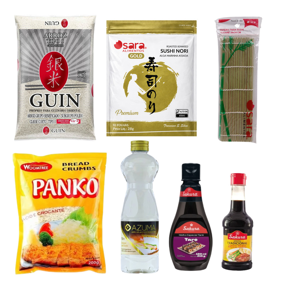 KIT SUSHI - SUSHI EM CASA - COMIDA JAPONESA - PANKO BREAD CRUMPS