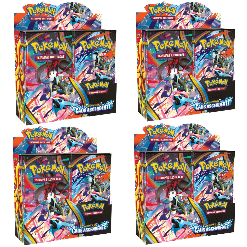 BOOSTER BOX MEGAEVOLUÇÃO CAOS ASCENDENTE ME04 COPAG POKÉMON TCG CARTAS CARD DISPLAY MEGA GRENINJA EX
