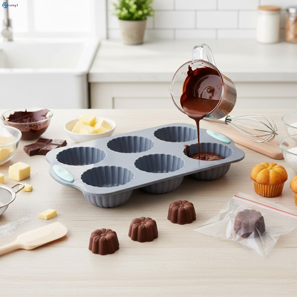 Molde De Bolo De Silicone Com 6 Cavidades , Para Assar Chocolate E Fazer Sabão DIY , Produto Comestível , Flexível , Ant