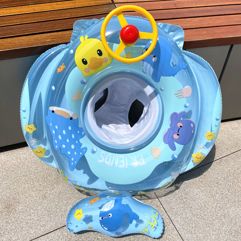 Boia infantil, boia com assento, volante, buzina, barco, baleia do oceano, boia para crianças pequenas