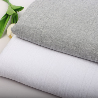Branco cinza Jacquard malha poliéster algodão tecido camiseta vestido pijamas Cardigan respirável absorção de umidade ro