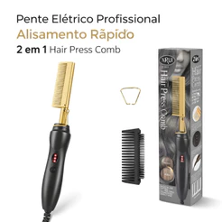 Pente Alisador Elétrico 110V, Prancha Cerâmica que Alisa, Modela e Protege, Cachos Perfeitos para Uso Diário ACHEI GLAM