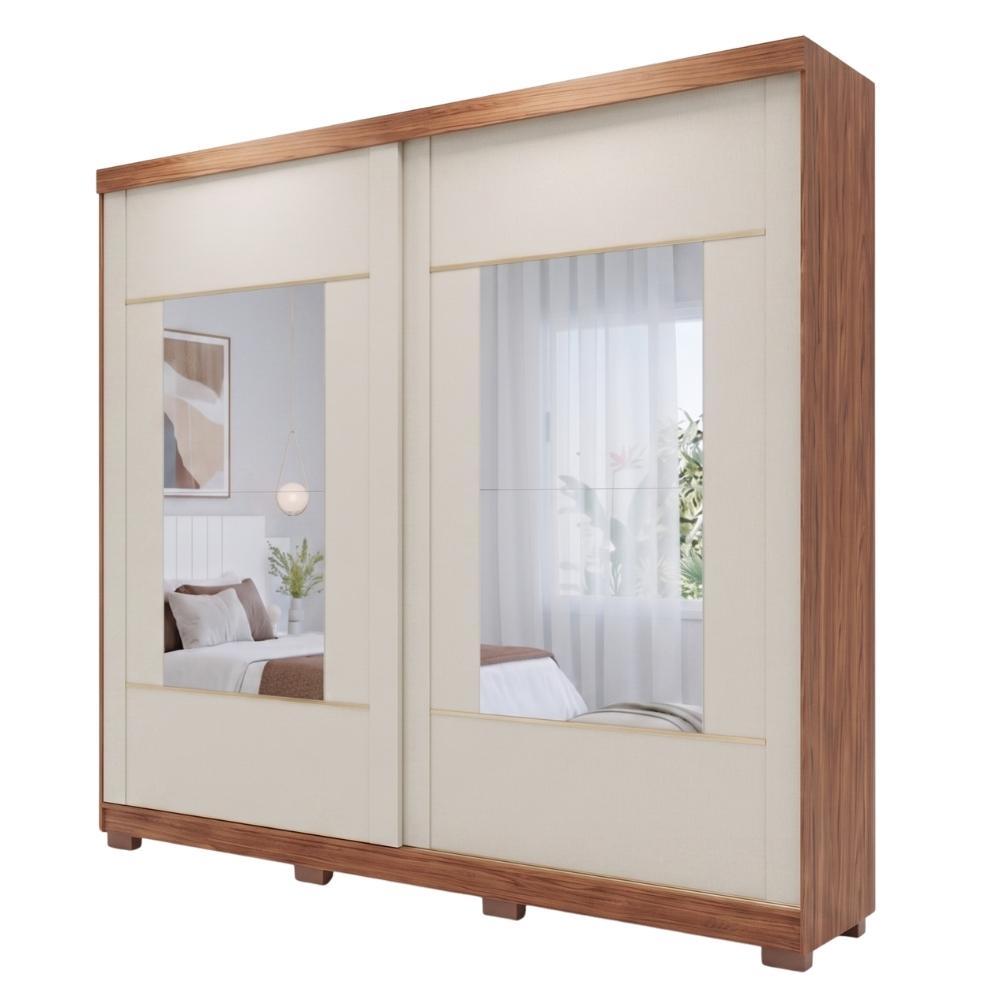 Guarda Roupas Casal 2 Portas de Correr com Espelho 4 Gavetas 100% MDF Livia
