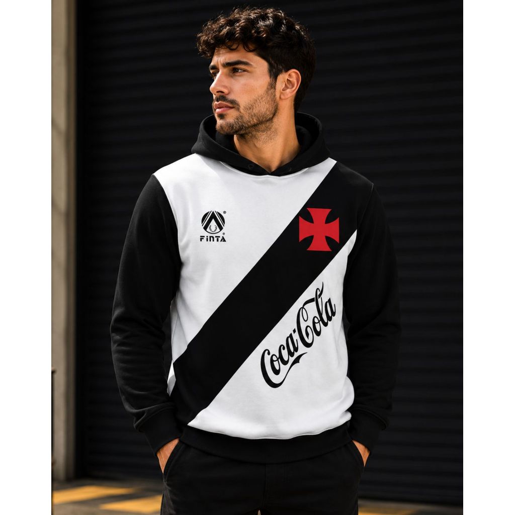 Moletom Estampa Carioca Time de Futebol Vasc  Blusa de Frio Full Capuz Fechado Confortavel