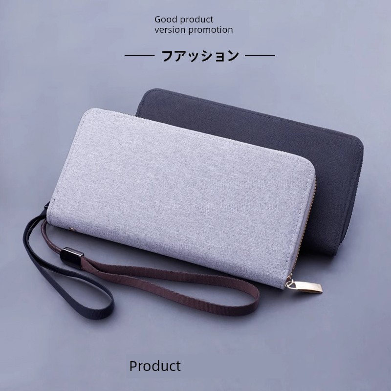 carteira masculina carteira masculina com ziper 2026 novo estilo japonês lona embreagem masculina longo zíper carteira s