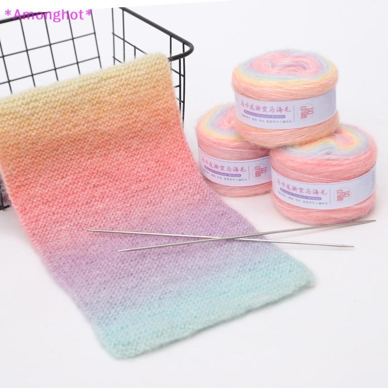 Entrehot > Gradiente Colorido Mohair Multicolorido Fio Arco-Íris 165 Metros Macio Tecido À Mão Para Tricô Suéter De Croc