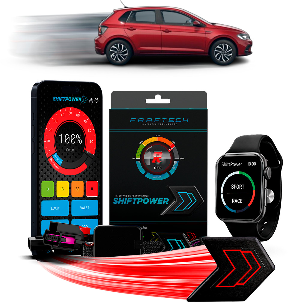 Shiftpower Chip Acelerador Tira Atraso Pedal Polo 2018 até 2026 FT-SP18+ Carplay