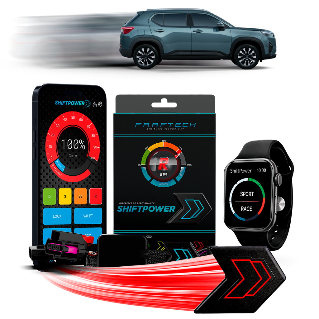 Shiftpower Chip Acelerador Tira Atraso Pedal Carplay e Android Auto Apple Watch 