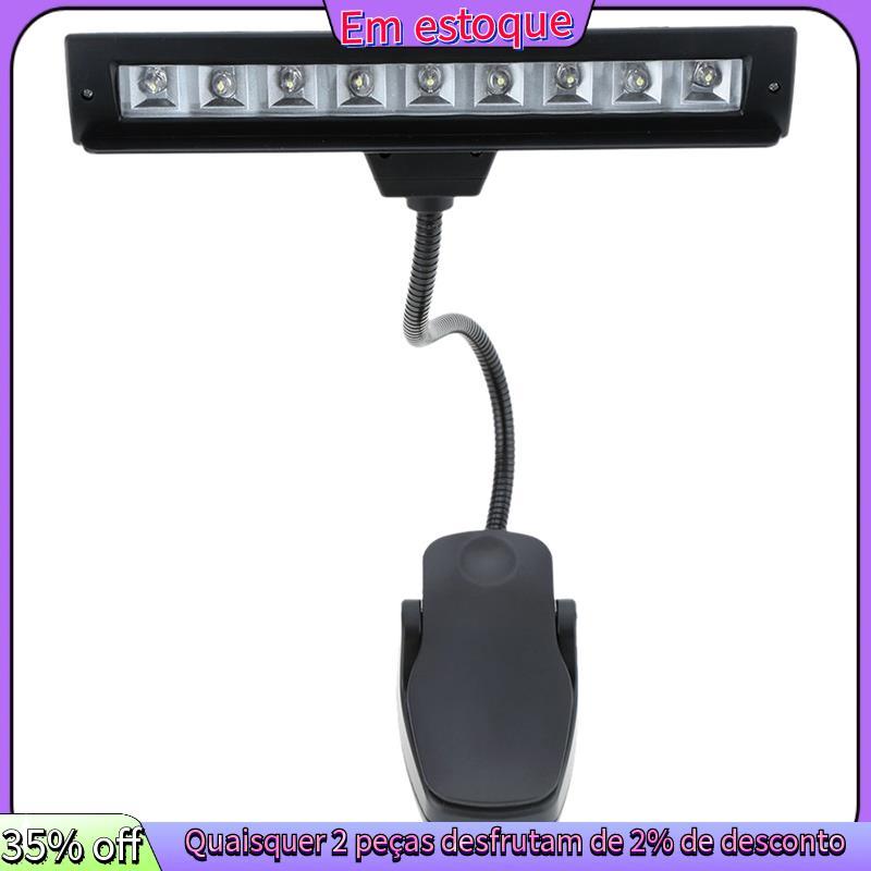 9 LEDs LED Lâmpada De Leitura Luz Clipe De Mesa Para Piano Suporte De Partitura Musical Preto