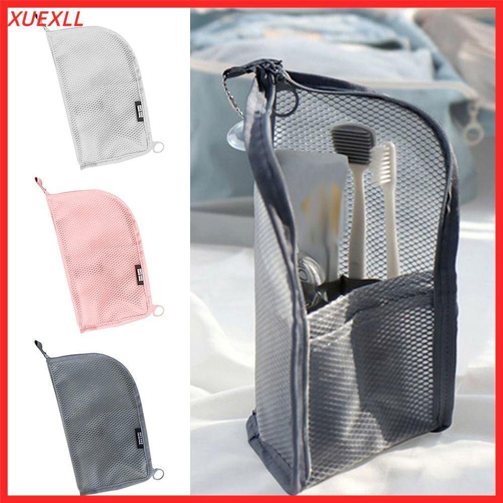 Qualidade XUAN ⭐ Bolsa Cosmética , De Escova De Maquiagem Organizadora De Lavagem Com Zíper Dentes De Malha Suporte Dobr