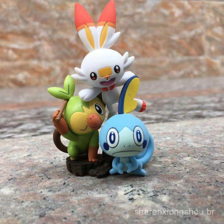 Figuras soltas mais vendidas de 2025: Pokémon, Sword & Shield, Sound Monkey, Flame Rabbit, Teardrop Lizard, figuras de e