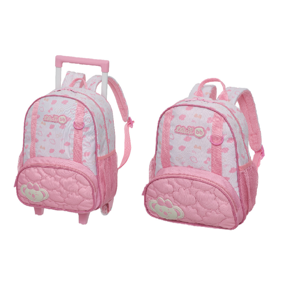 Mochila com Rodas e Alças ou Mini Mochila Infantil Lilica Glow Pacific Rosa