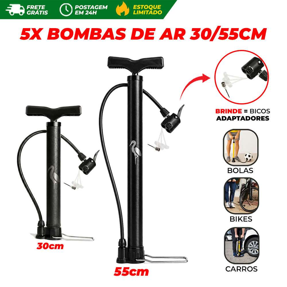 Kit 5/4/3/2 Bombas de Ar Encher Pneu Bicicleta Moto Bola Piscina Balão 30/55cm Forte Compacta Leve