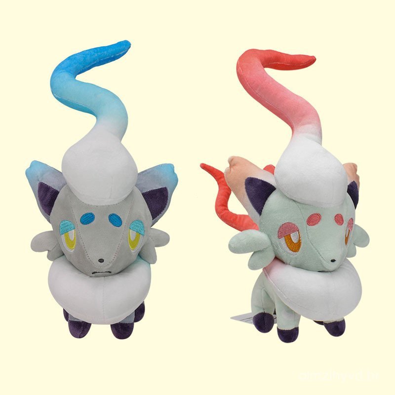 Pelúcia Brilhante do Pokémon Zoro de Hisuian de 27cm, Brinquedo de Anime Macio, Bonecos de Pelúcia Zorua para Presentes