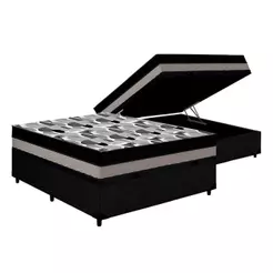Cama Box Baú Casal: Colchão Ortopédico Ortobom D33 / EP ISO 100 Double Face + Base CRC CouranoBlack(138x188x20)