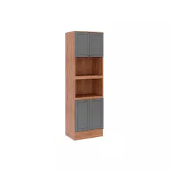 Torre Quente de Cozinha Paneleiro Bella 2616 c/ 2 Fornos 4 Portas 70cm Nogal/Cinza - Carraro