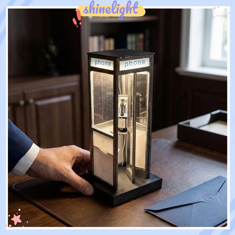 [shinelight] Lâmpada Retrô Alta Para Cabine Telefônica , Vintage , Vermelha , LED , Luz De Mesa Quarto , Sala De Estar ,