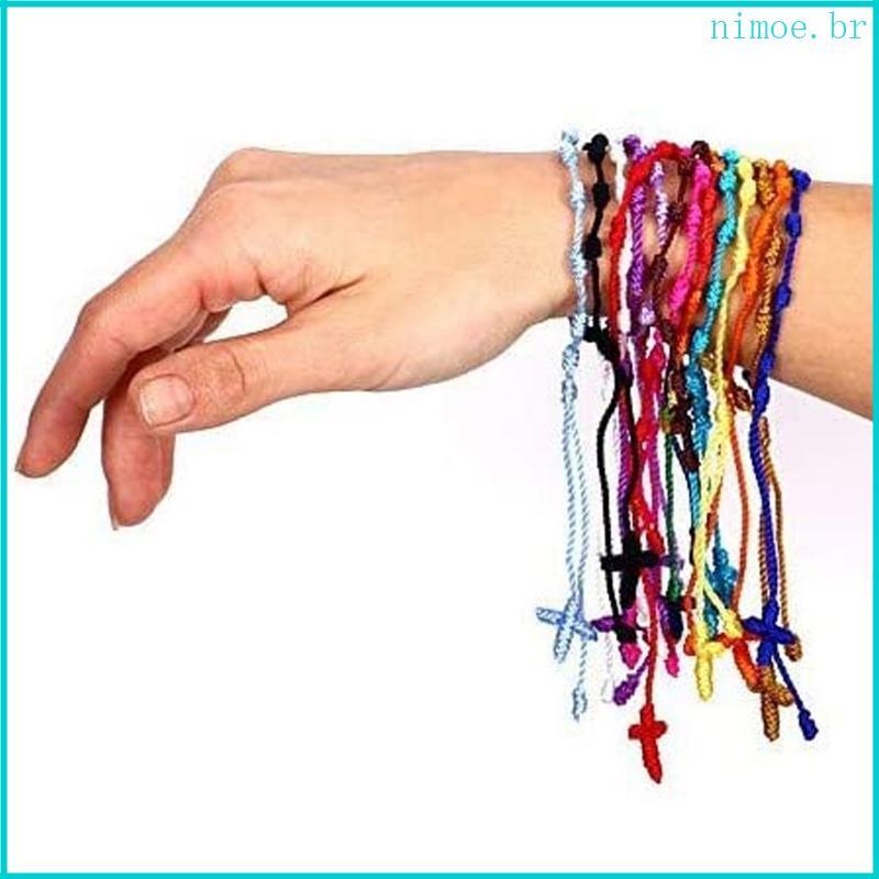 Nim 12 Peças Pulseira Trançada Étnico Do Tibete 7 Nós Joias Corda Para Homens E