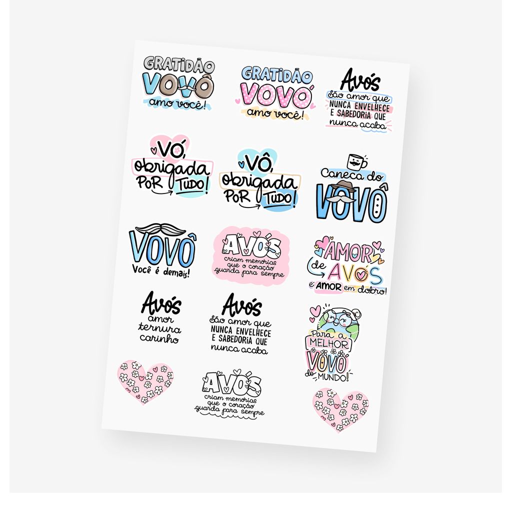 DTF UV Dia Dos Avós 2 A4–Adesivos para Produtos Rígidos