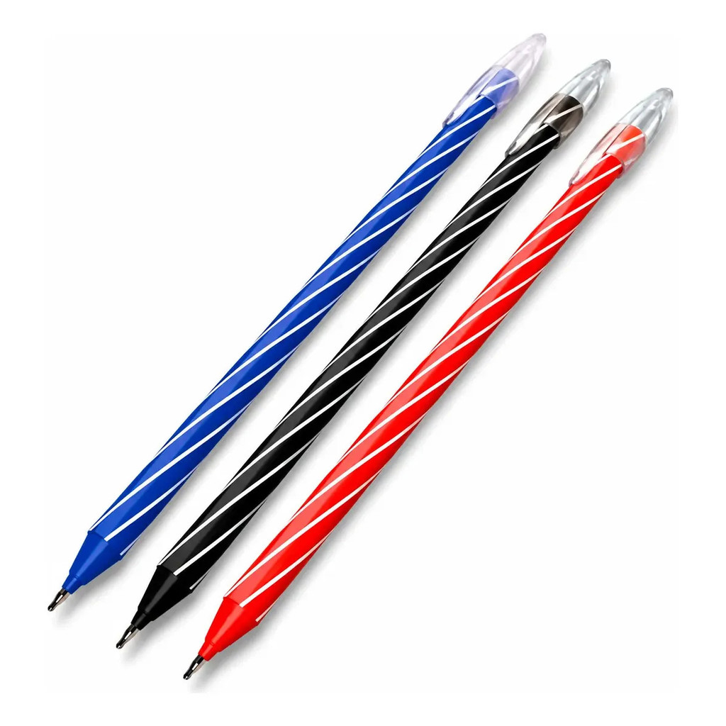 Kit 10 Canetas CIS Spiro 0.7mm Ponta Agulha Azul Preto Vermelho Escrita Macia